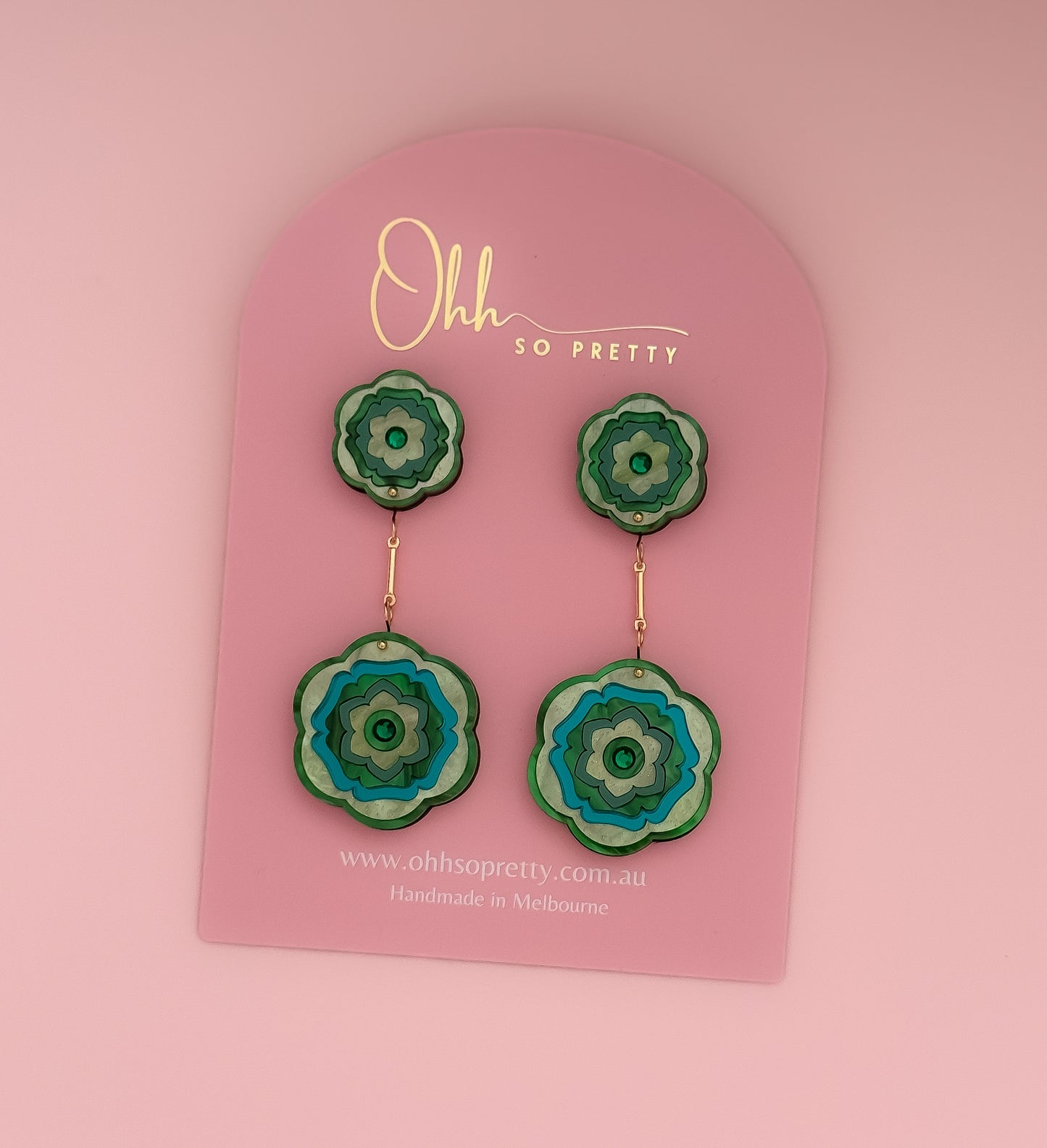 Folk Flower - Statement Dangles (Emerald)