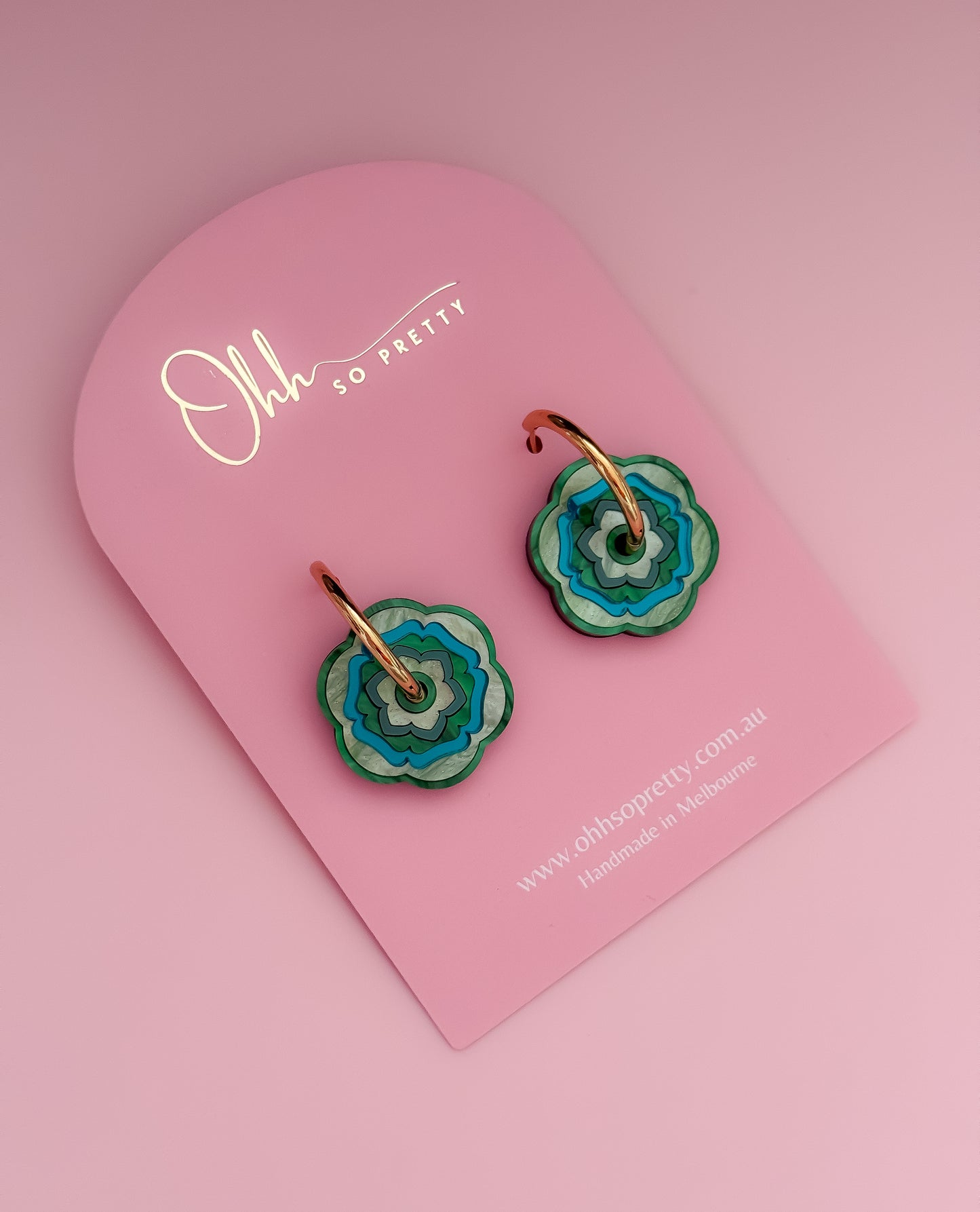 Folk Flower - Statement Hoops (Emerald)