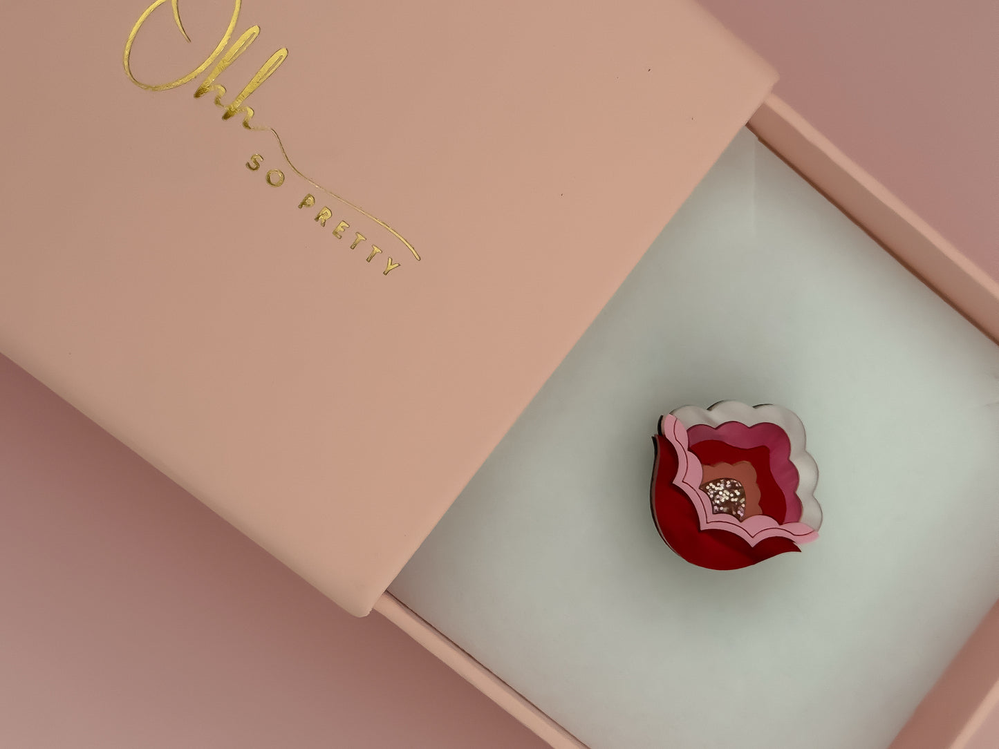 Folk Flower Ring (Adjustable)-Red