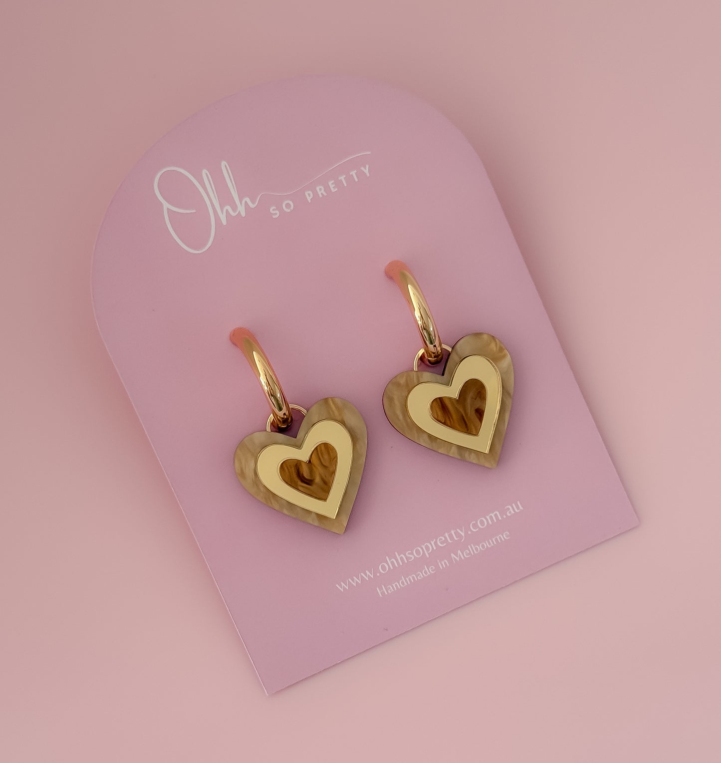 Mocha Hearts - Statement Hoop Earrings