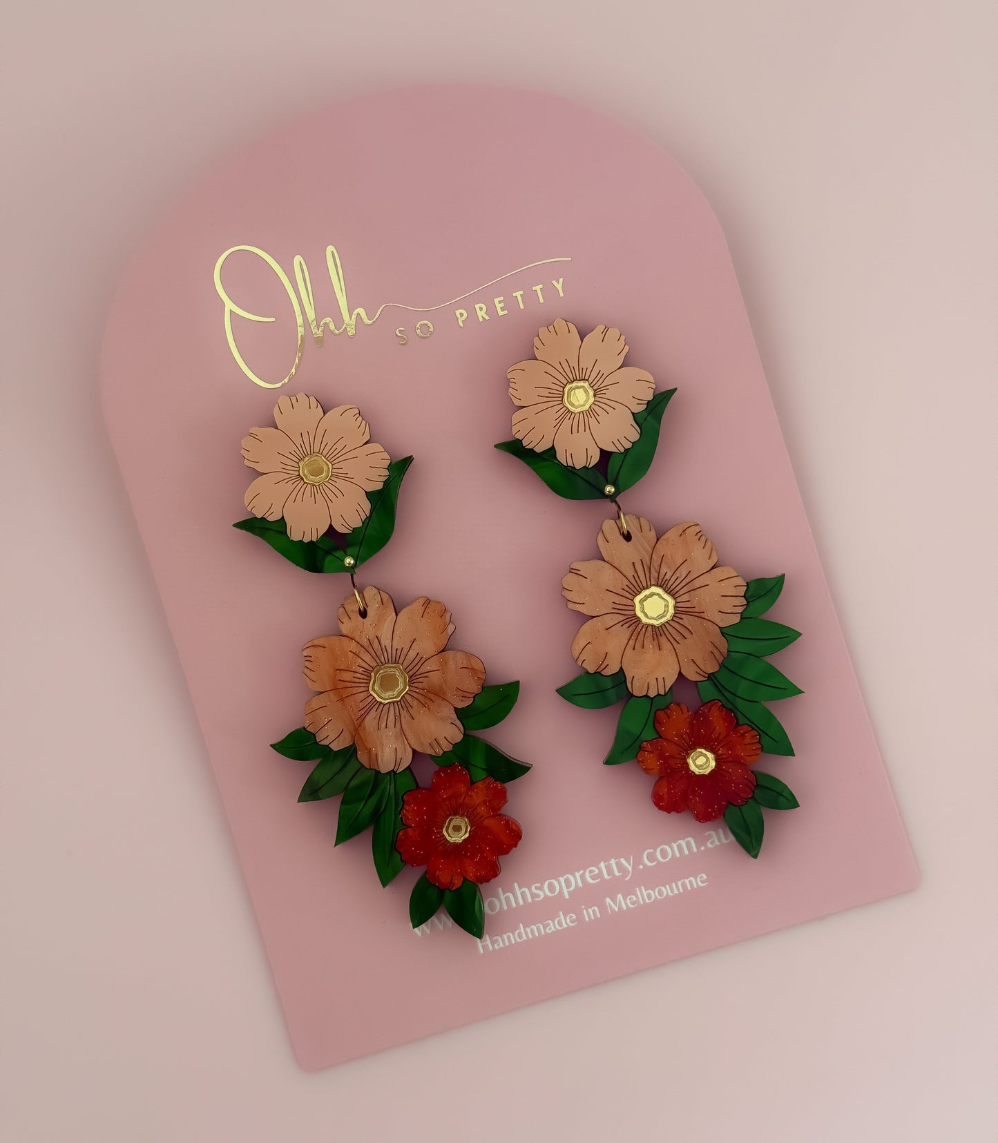 Pretty Florals - Statement Dangles (Melon)