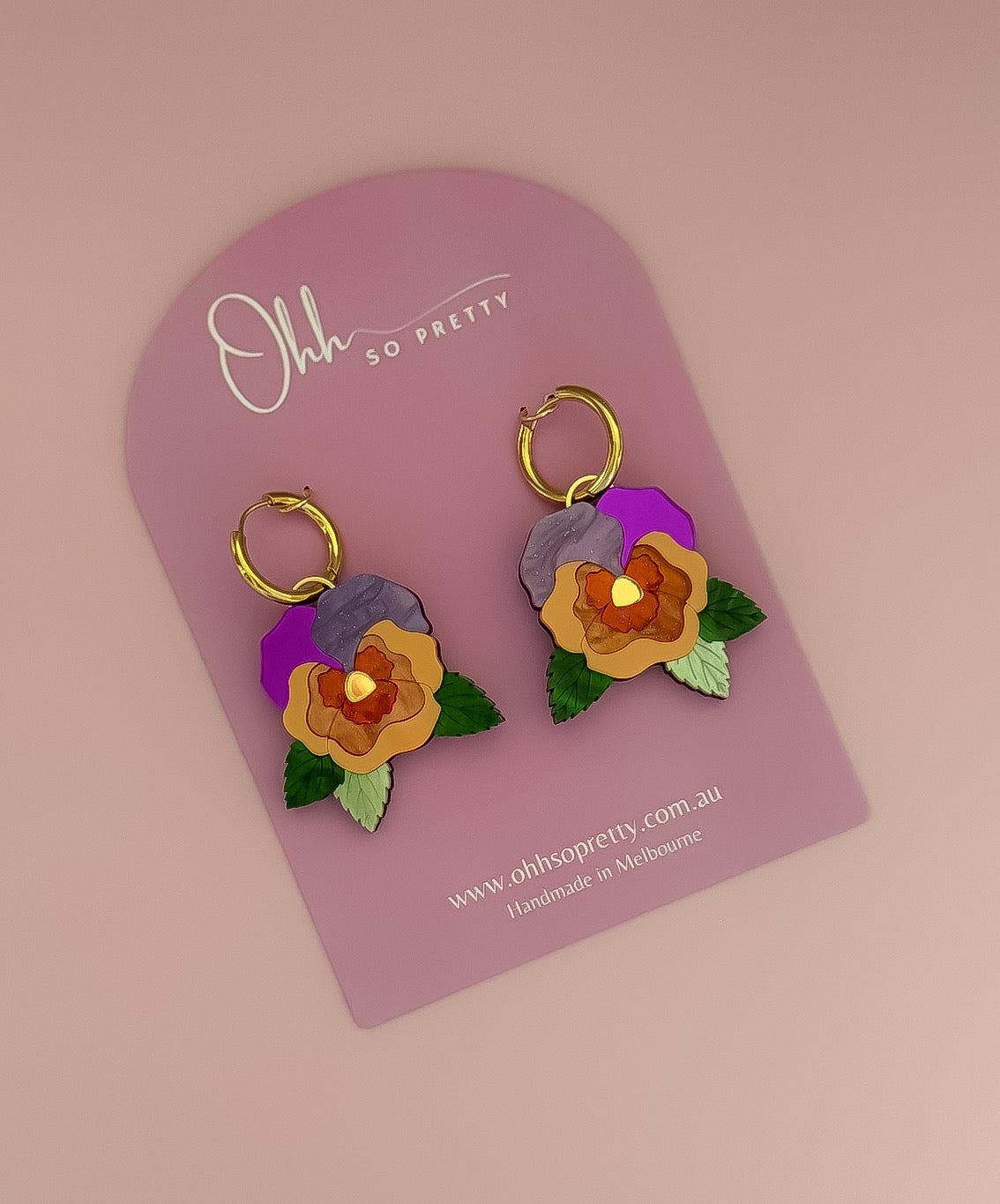 Pansy Flower - Statement Hoops