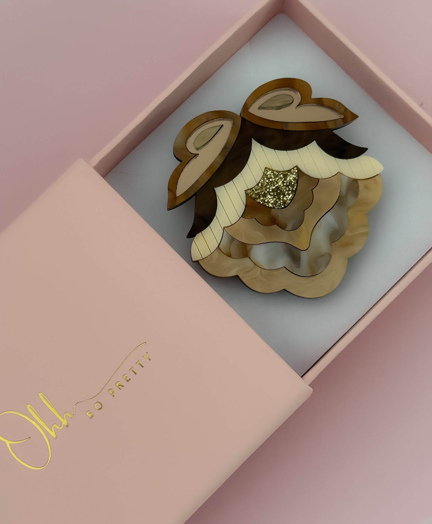 Pretty Bows (Folk Flower) Statement Brooch (Mocha)