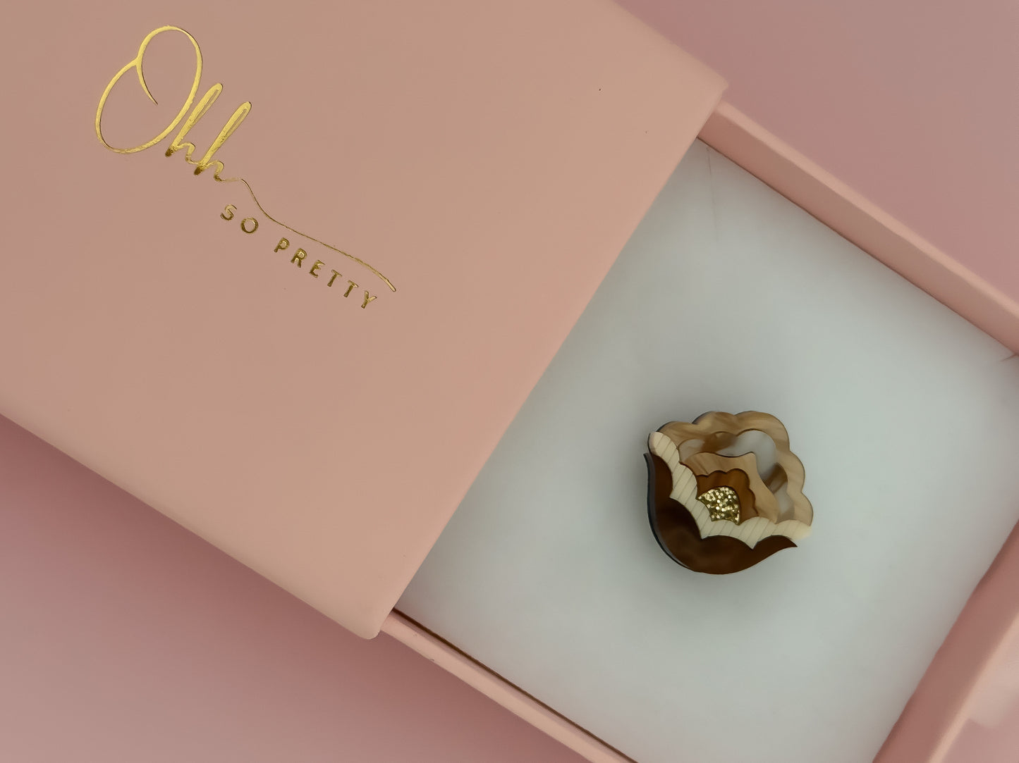 Folk Flower Ring (Adjustable)- Mocha