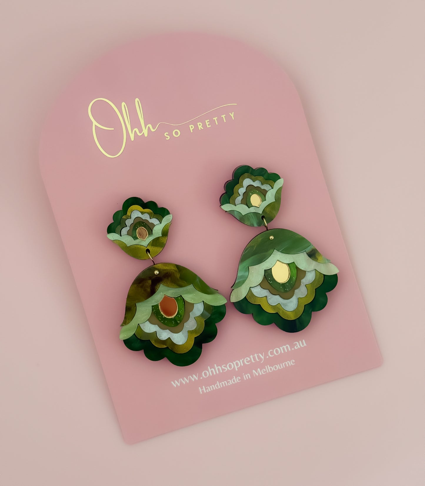Pretty Folk Flower- Statement Dangles (Emerald)