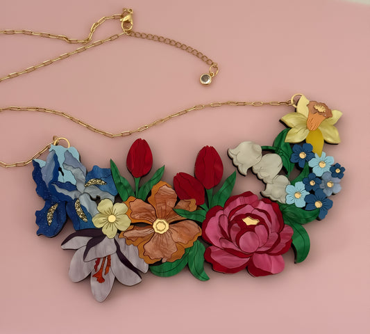Pretty Florals Statement Bib Necklace  ***Pre-Order***