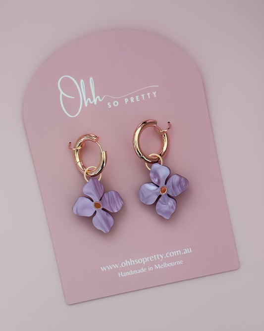 Hydrangea  - Hoop Dangles WAS $49