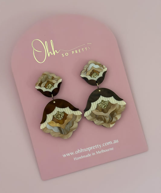 Pretty Folk Flower - Sweet Statement Dangles (Mocha)