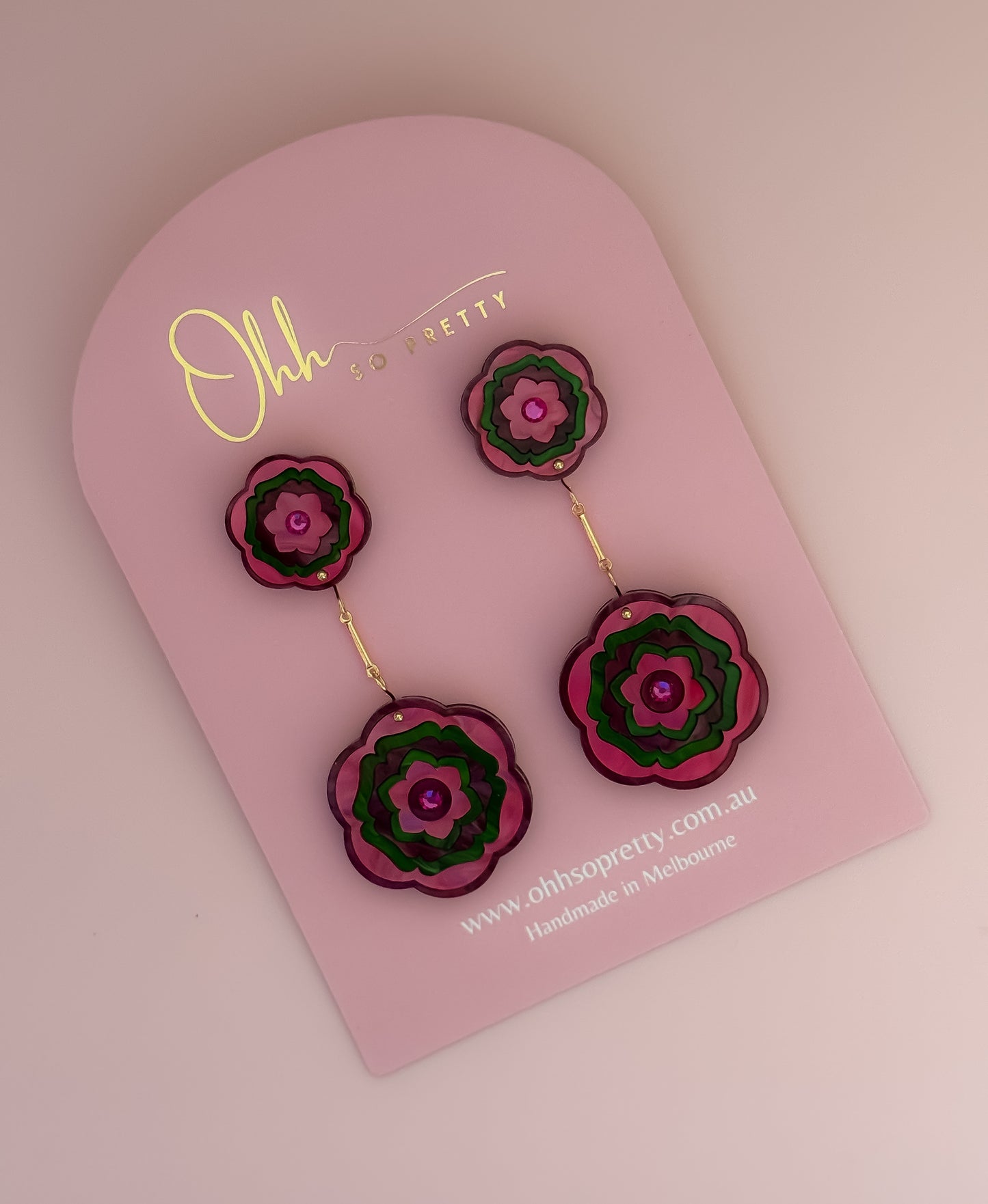 Folk Flower - Statement Dangles (Rose)