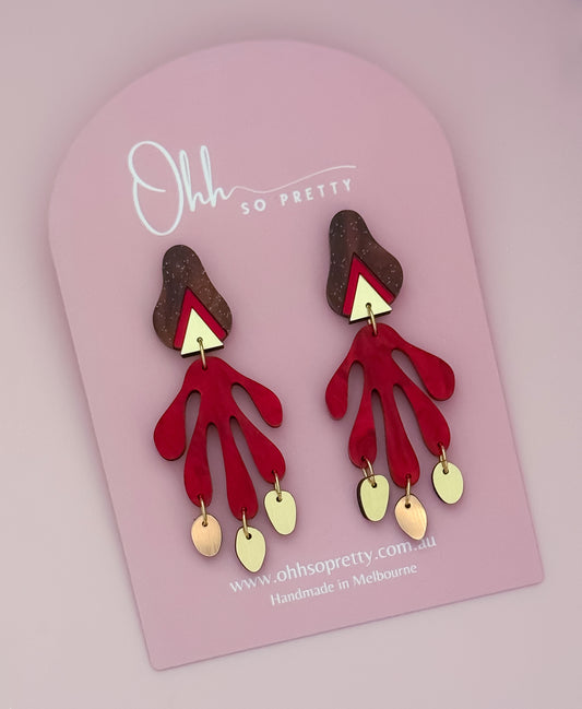 Pretty Dancers - Statement Dangles (Red)