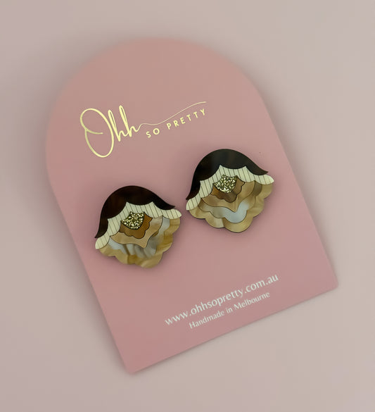 Pretty Folk Flower - Statement Studs (Mocha)