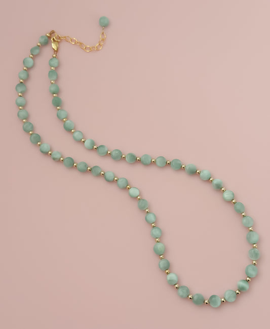 "Precious" Statement Necklace - Green Moonstone Gemstones