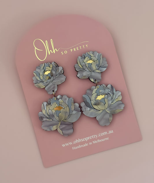 Lavender Peonies - Statement Dangles