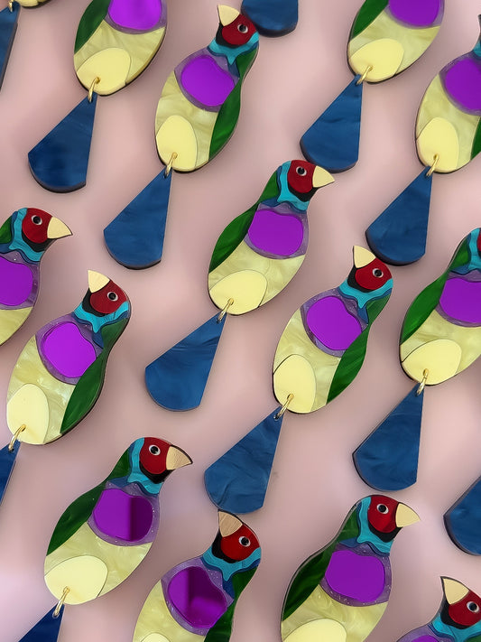 Gouldian Finch  - Statement Dangles