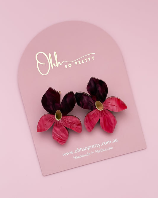 Violet Flower- Dangles (Mounted on a French Hook)