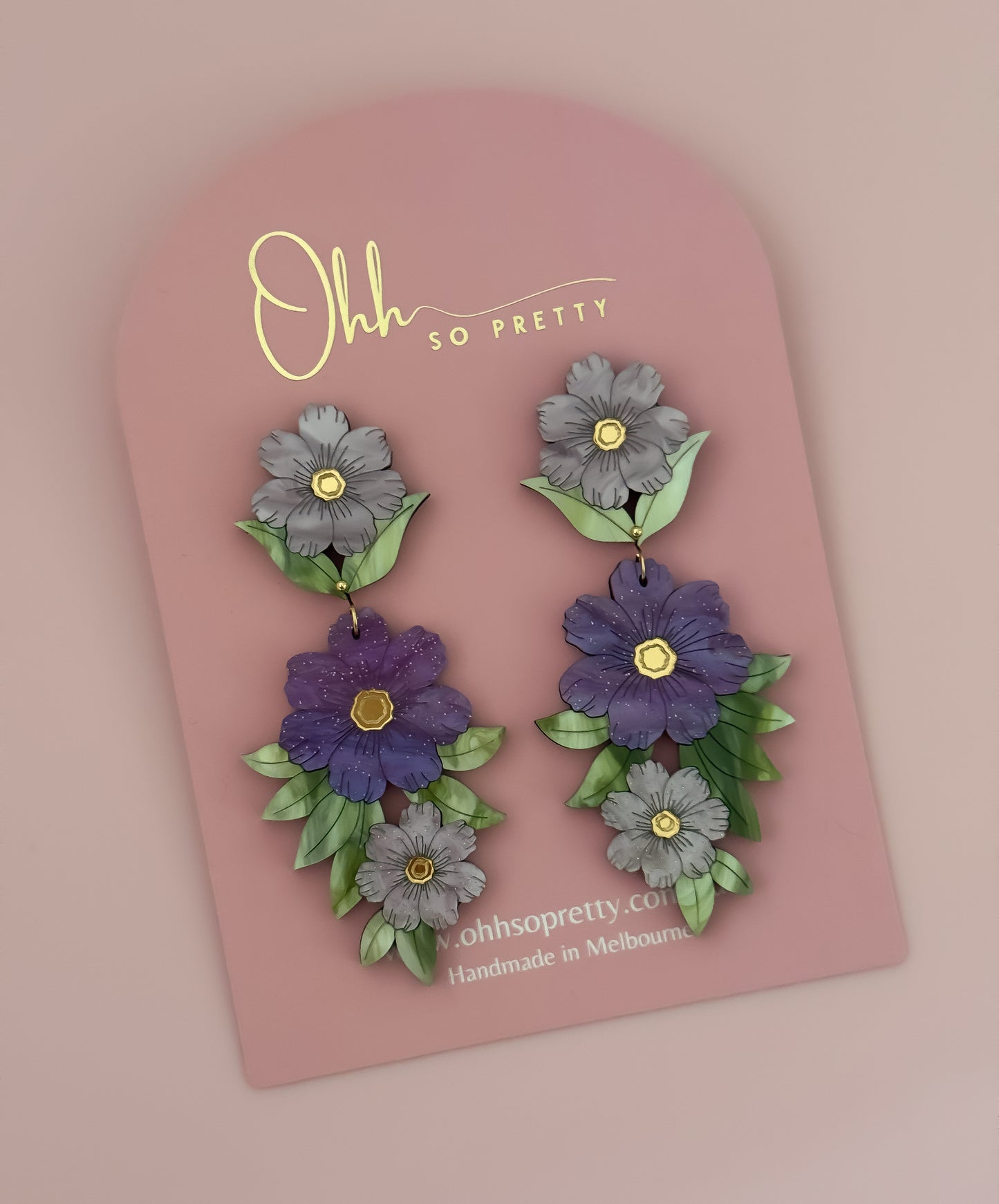 Pretty Florals - Statement Dangles (Lavender)