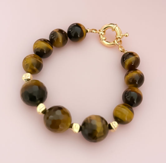 Bracelet - Tigereye with 18k Gold Plated Beads and Components