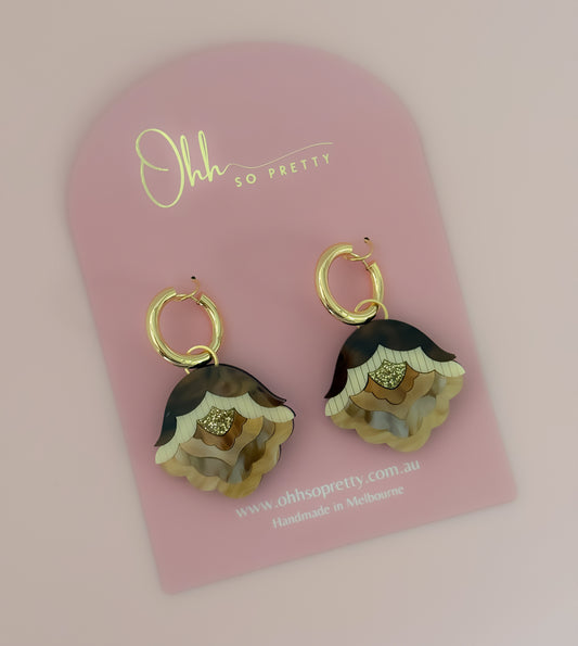 Pretty Folk Flower - Sweet Statement Hoops (Mocha)