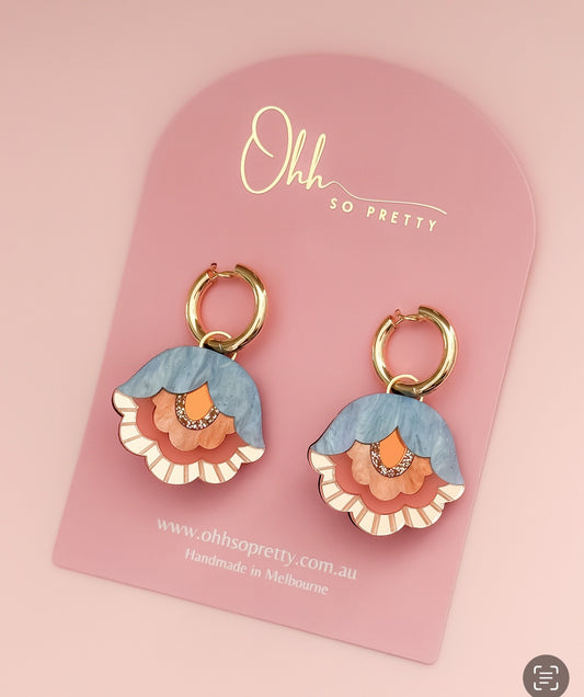 Folk Flower - Hoop Dangles